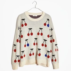 Madewell Cherry Jacquard Pullover Merino Wool Alpaca Sweater